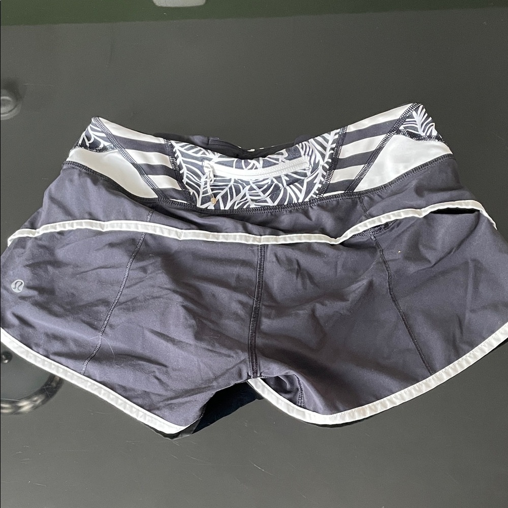 lululemon athletica Black and White Athletic Shorts with Printed Waistband